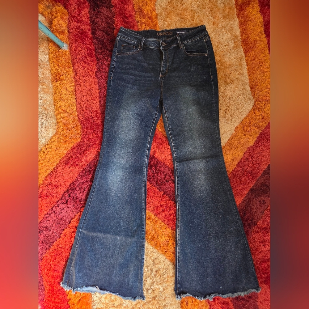 Grace In LA Women's Dark Blue Flare Jeans 31